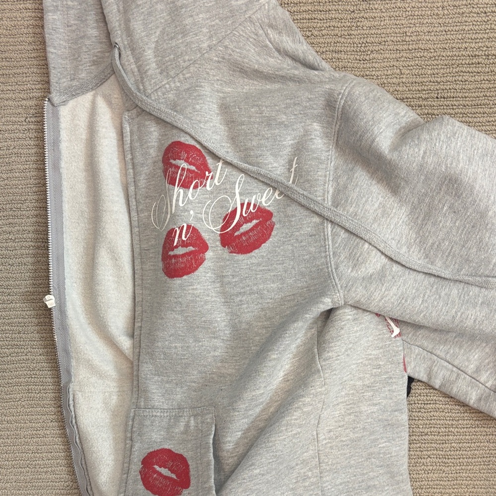 Carter's Light Gray Fleece Hoodie with Lip Accent